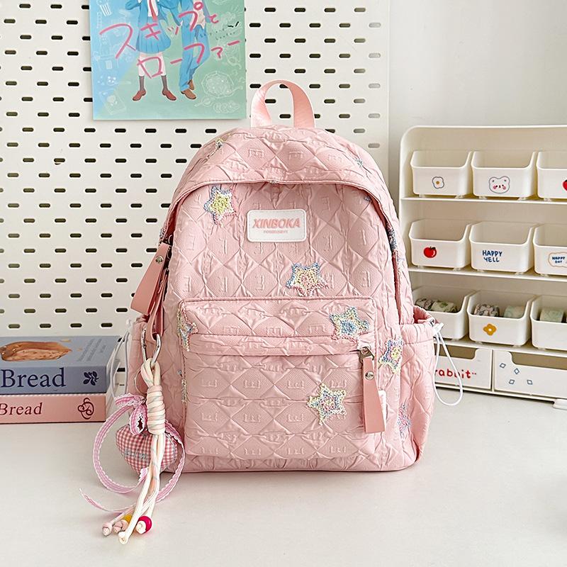 Star Schoolbag Female Junior High School Students Cute Versatile Large Capacity Backpack High Value Student Backpack Trend