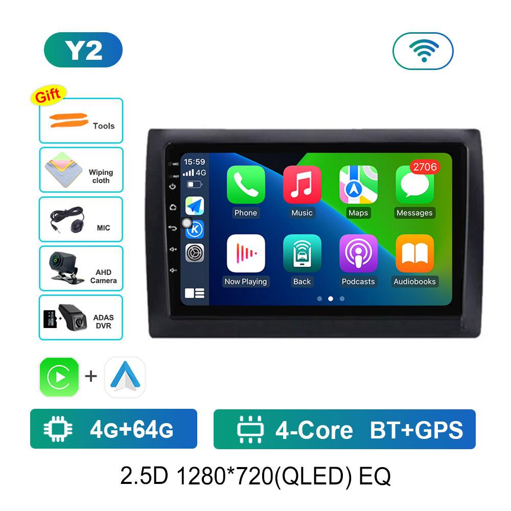 Car Radio Multimedia Player Android 14 for Fiat Stilo 2002 - 2010 4G DSP Stereo Navigation GPS Bluetooth QLED Touch Screen
