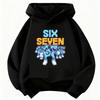Lustiges Sechs Sieben Italienisches Brainrot 67 Zahlen Grafikdruck Hoodie Junge/Mädchen Langarm Kinder Bequemes Sweatshirt.