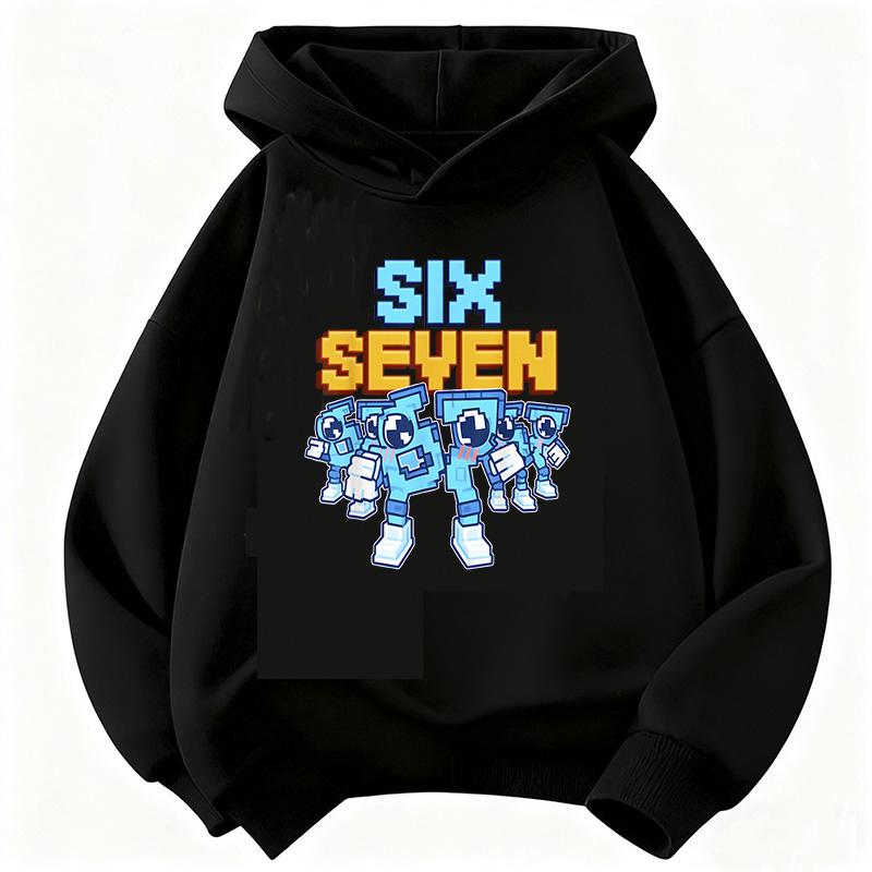 Lustiges Sechs Sieben Italienisches Brainrot 67 Zahlen Grafikdruck Hoodie Junge/Mädchen Langarm Kinder Bequemes Sweatshirt.