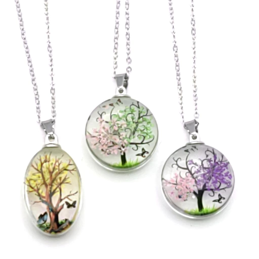 Tree of Life Dried Flower Clavicle Necklace - Fashion Pendant for Fresh Style