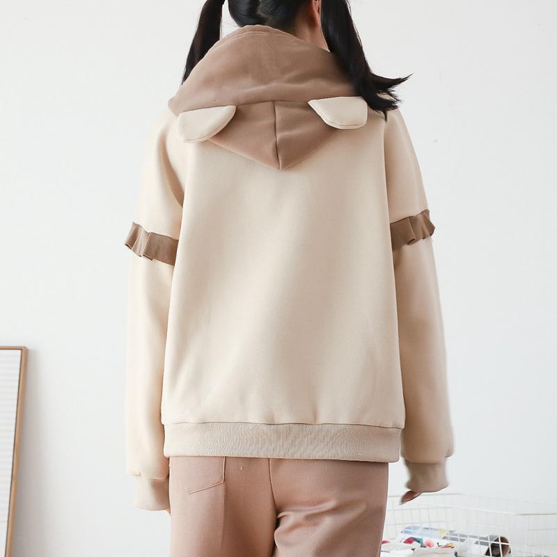 Podzimní/Zimní Sametová Zesílená Dvoudílná Sada pro Dívky (Věk 12-15): Mikina a ležérní sportovní oblečení