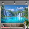 2D Jungle Waterfall Paradise Backdrop for Photography Booth Party Festival Decoration