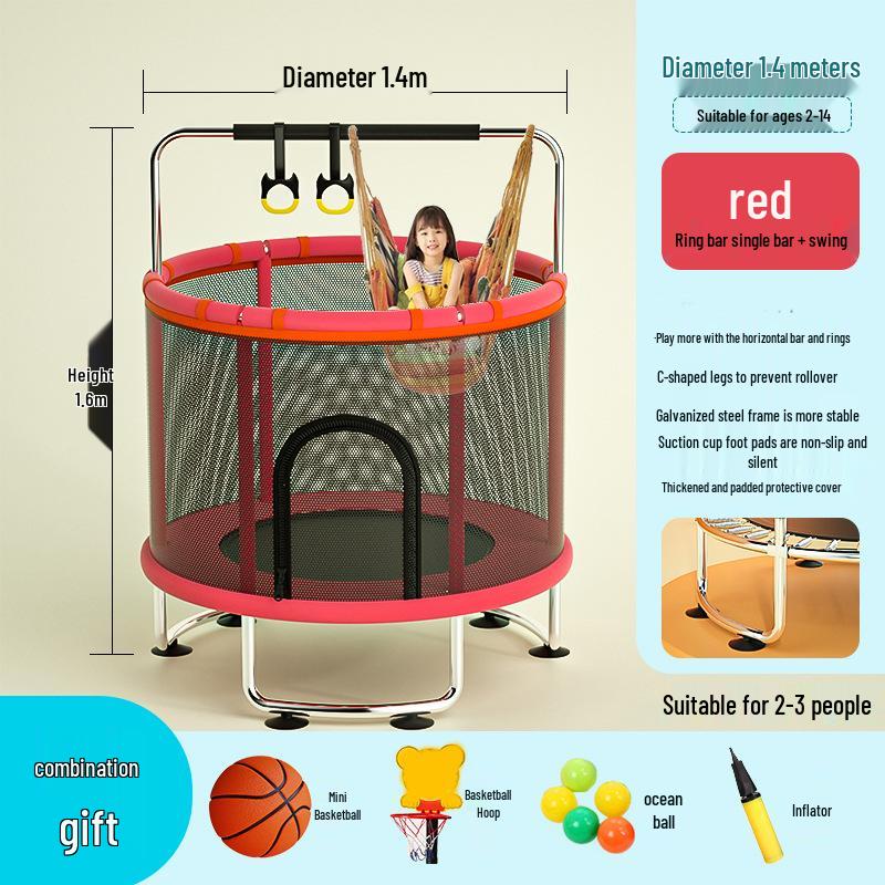 Indoor Family Trampoline with Safety Net for Kids and Adults