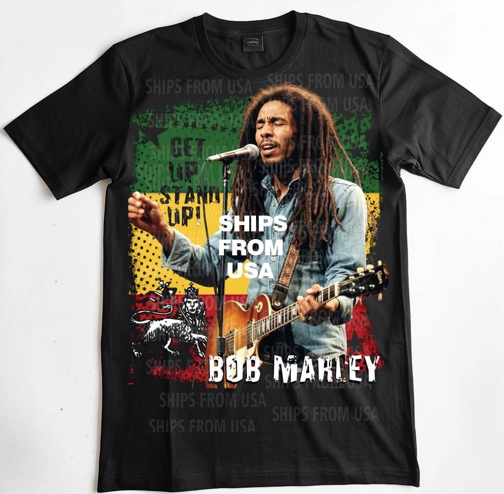 BOB MARLEY T-SHIRT. GET UP STAND UP, JAMAICA, GARVEY, WAILERS, TOSH, JAH Unisex T-Shirt XXXL