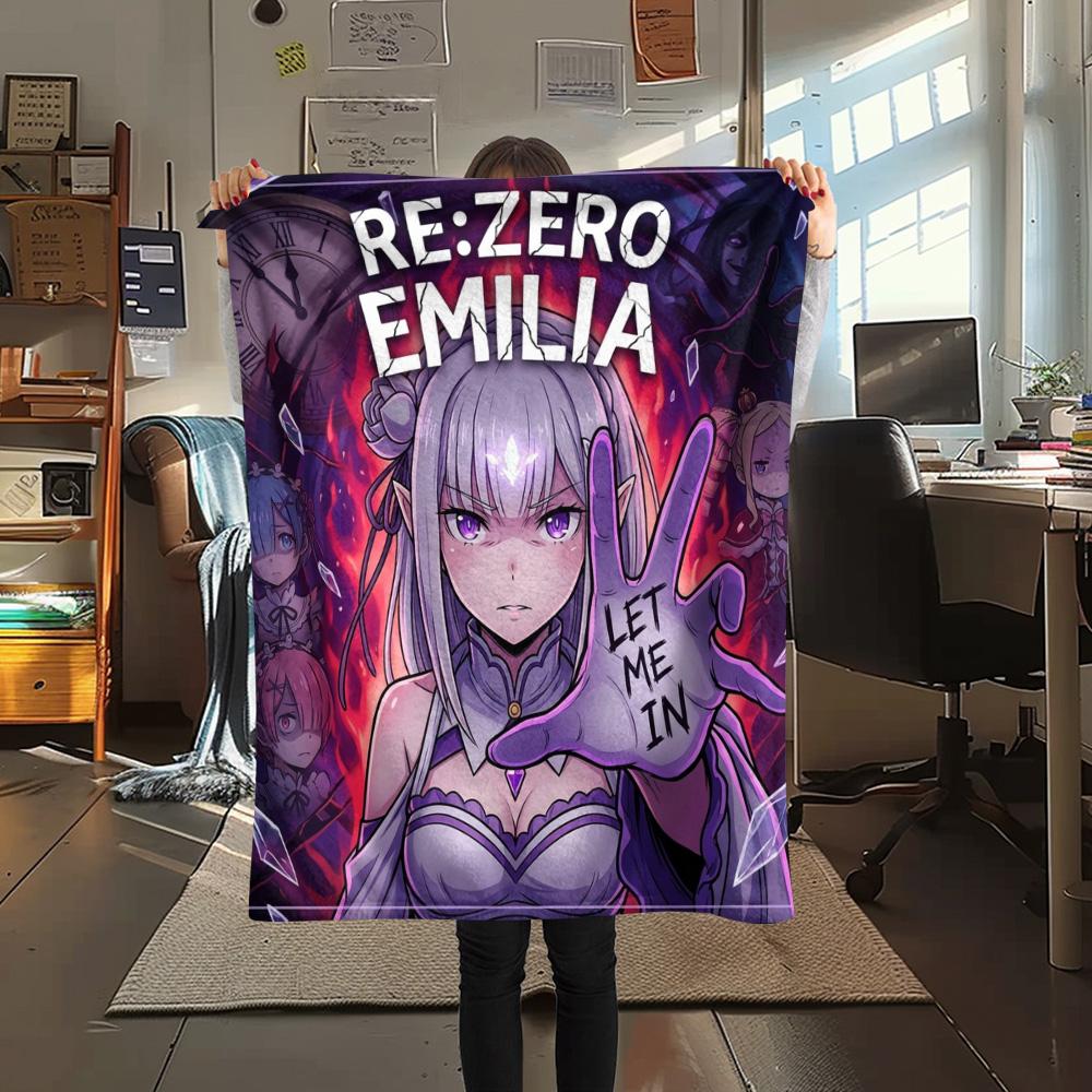 1 Stück Re Zero gemusterte Flanelldecke Geeignet für alle Jahreszeiten Für Heimdekoration Wärme und Komfort Geschenke Feiertagsgeschenk
