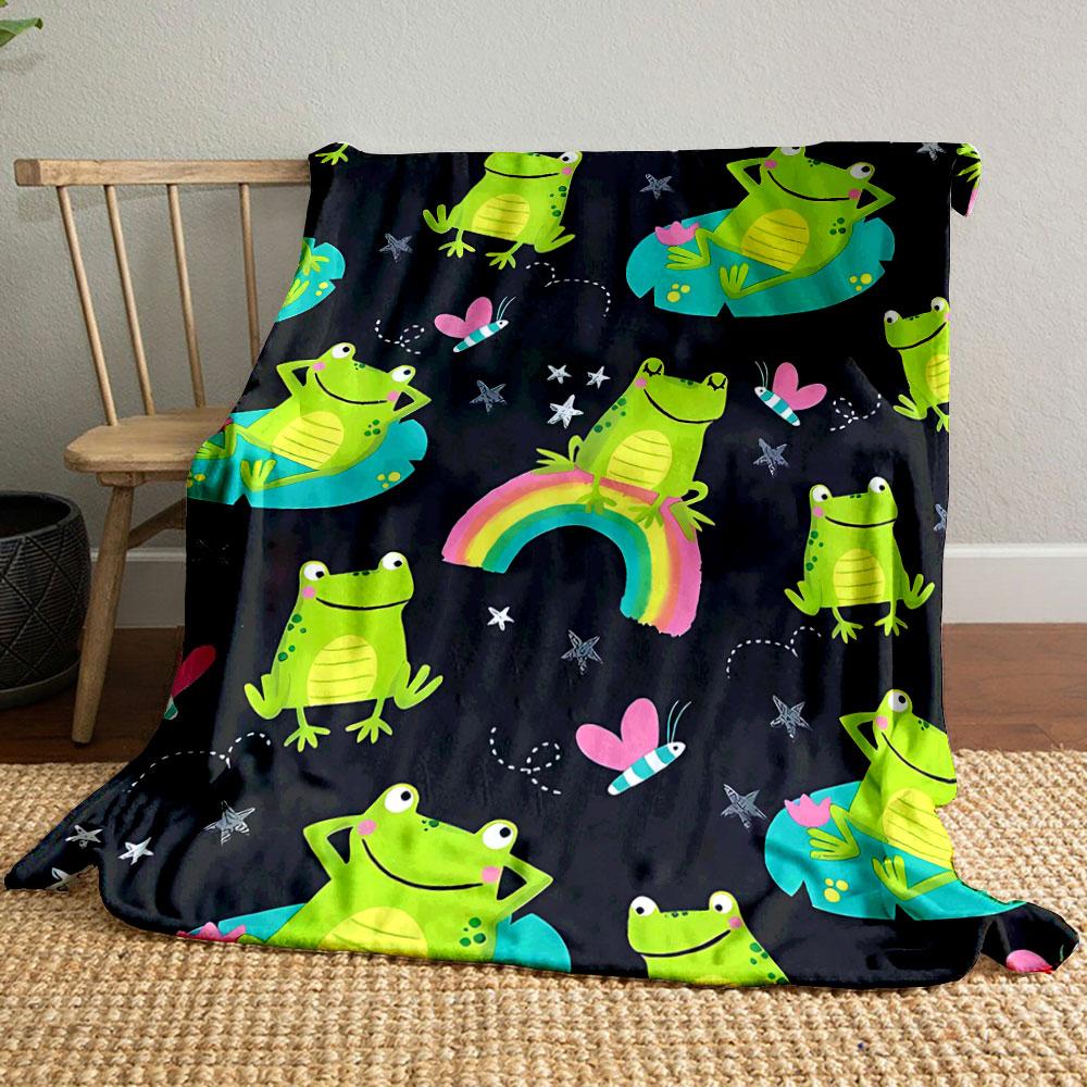 

Adorable Frog Rainbow Print Blanket bedroom Blanket for Livingroom Couch lunch break Soft throw for Friend s festival Gift 80cm x 120cm