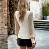 Women's Autumn and Winter Half High Neck Long Sleeve Pullovers Sequined Patchwork Knitted Top Female Long Sleeve Tops