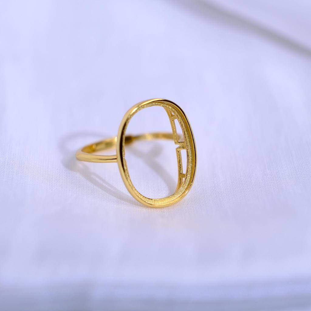 Gold-Plated S925 Sterling Silver Adjustable Open Ring with Hollow Filigree Design