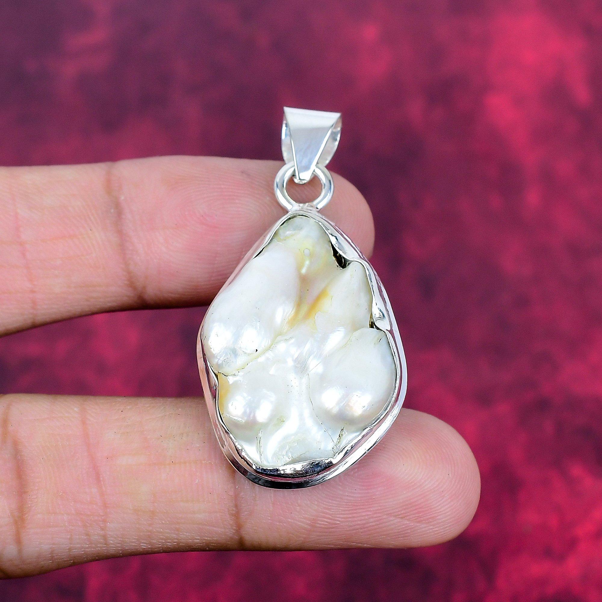 

Подвеска из перламутра, подвеска из настоящего драгоценного камня, подвеска из цельного серебра 925 пробы, ювелирное изделие ручной работы, подарок на годовщину 1.89 Inches белый