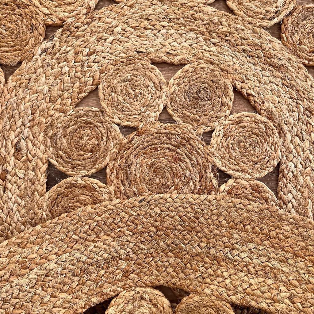 Rectangle Jute Rug Runner Handmade 100% Natural Braided Floor Mat Reversible Natural Jute Round Rug Handmade