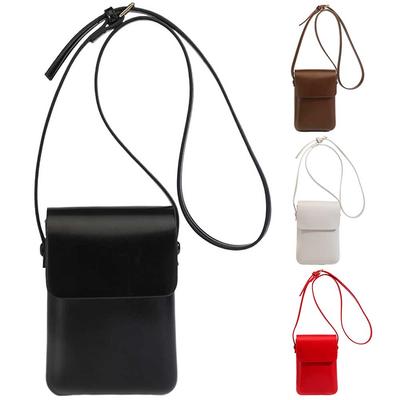 Women Simple Crossbody Bag PU Leather Retro Shoulder Bag Adjustable Strap Solid Color Female Outdoor Dating Bag