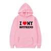 Valentine's Day I Love My Boyfriend Girlfriend Printed Hoodie Sweatshirt Unisex Pullover Long Sleeve Hooded