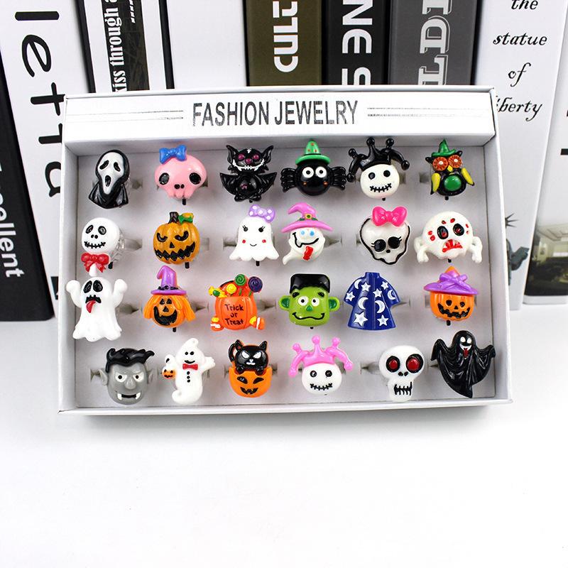 Halloween Kids Adjustable Rings LED Lights For Children's Toys, Halloween Party Gifts Portable Flashing Lights