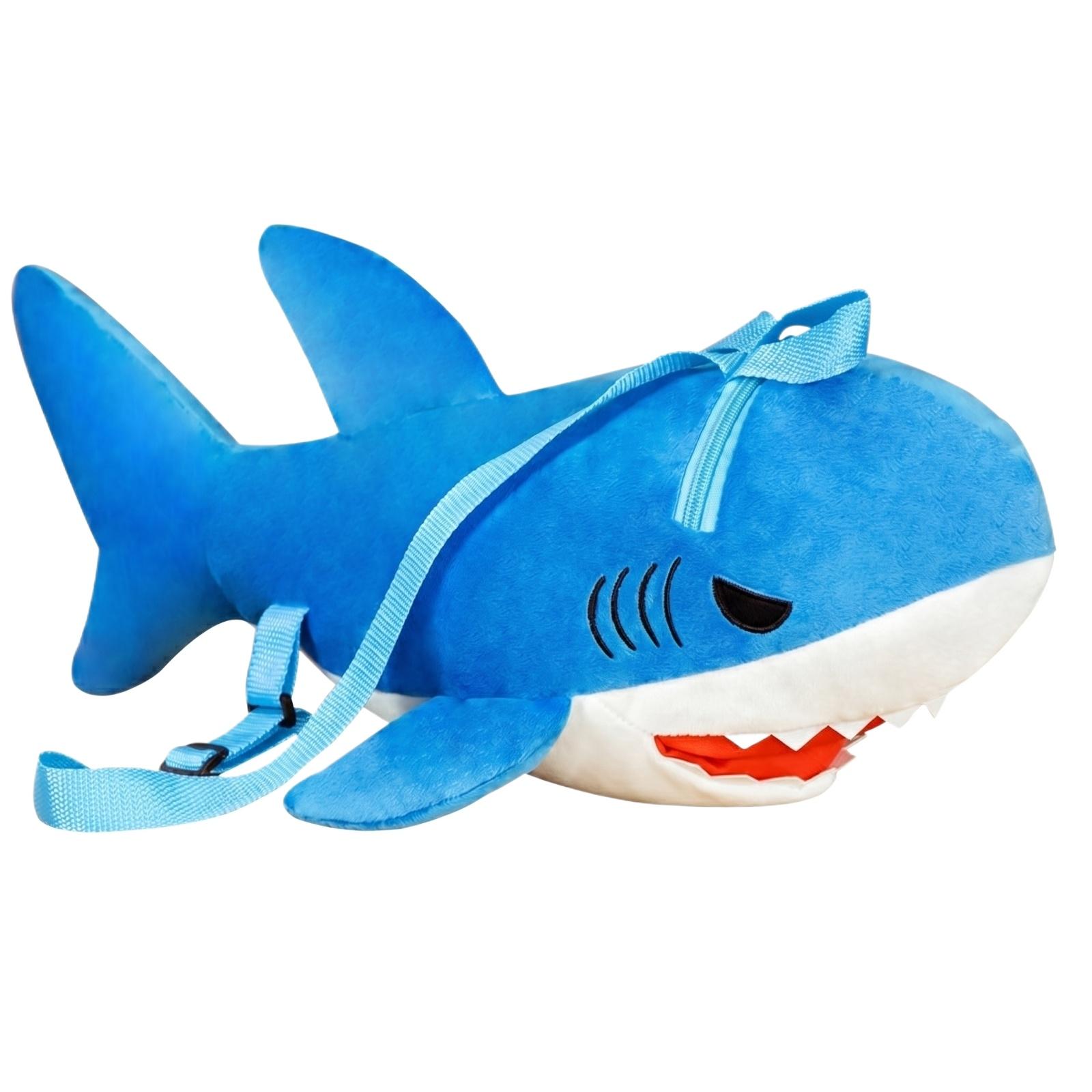 

Shark Plush Backpack Soft Stuffed Animal Storage Bag Adjustable Straps Lightweight Kids Travel Toy Organizer One Size