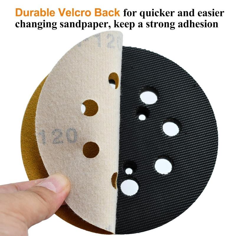 100PCS 5-Inch 8-Hole Hook and Loop Sanding Discs 120-Grit Random Orbit Sandpaper, 100-Pack