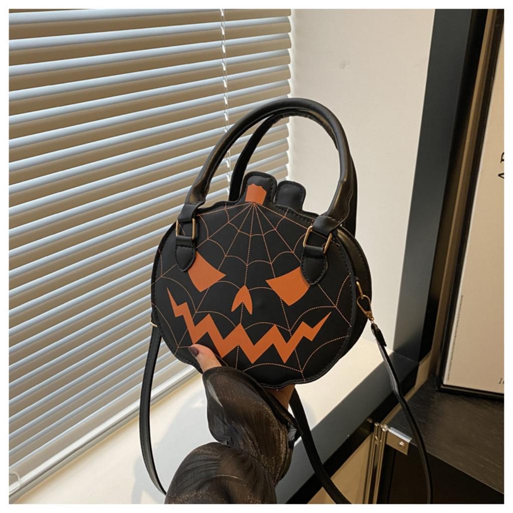 Halloween, Bags, Contrasting Colors, Women's Bags, Single Shoulder Bags, Small Round Bags, Funny Bags, Pumpkin Bags