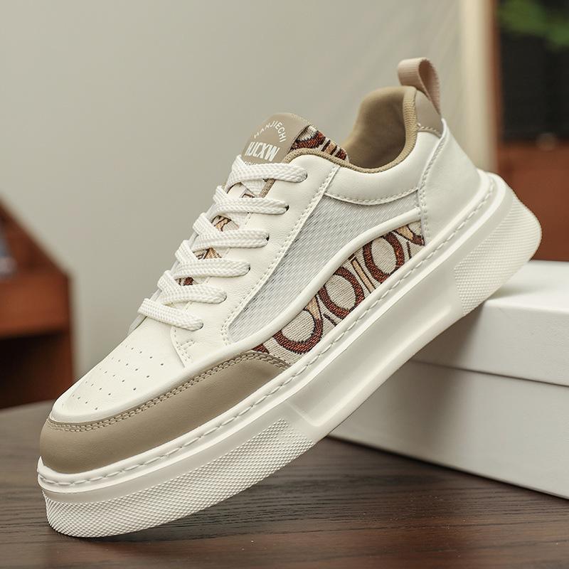 

25 new heightening men s shoes summer breathable canvas board shoes men s platform niche design sports and leisure white shoes 44