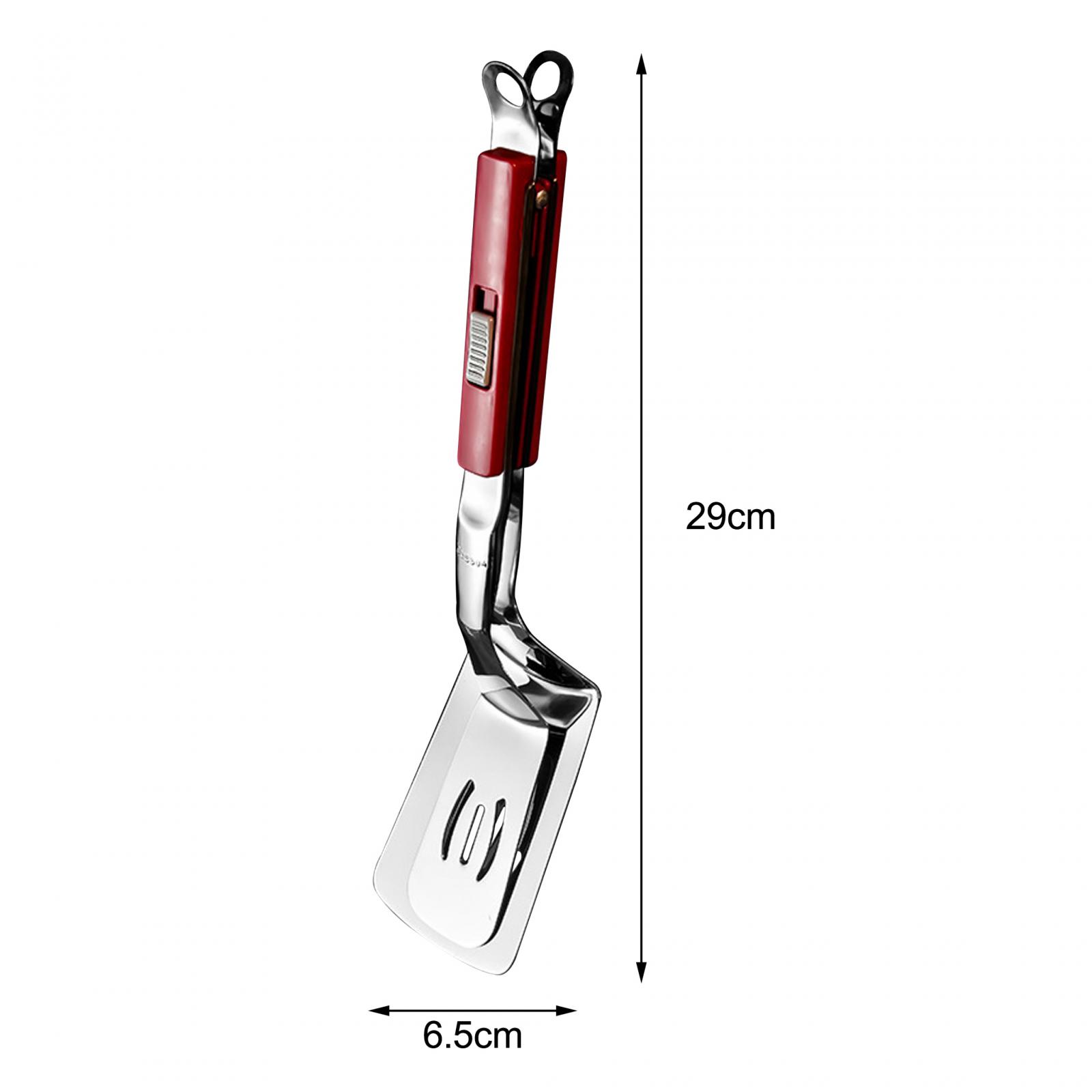 Stainless Steel Spatula Tongs Slotted Double Spatula Grill Tongs Steak Clamps Fish Spatula For Fillets Fish Burgers Eggs Cooking Decor красный