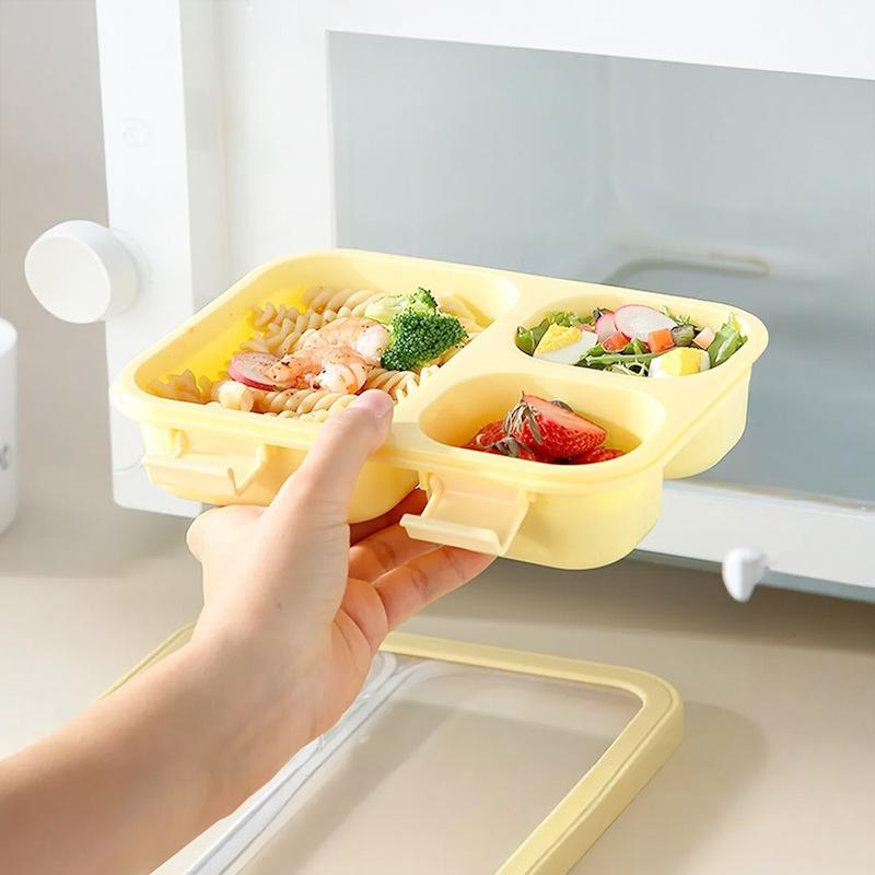 Macaron Colors Bento Box Plastic Large Capacity Lunch Box Children School Picnic Compartment Food Container Kitchen Supplies