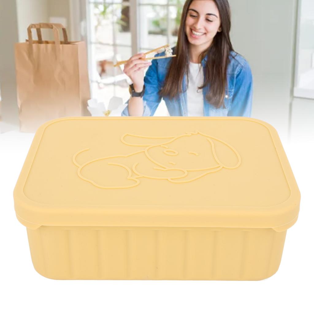 Cajas de Almuerzo de Silicona 3 Compartimentos Extraíbles Reutilizables a Prueba de Fugas Contenedores de Comida para Escuela Trabajo Viajes Aptos para Microondas 880ml