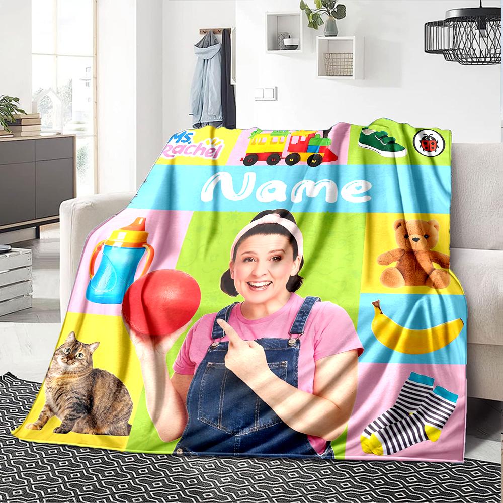 Customiz Name Personality Ms. Rachel  Blanket Soft &Warm Sofa Office Bed Travel Lunch Break Blanket, Gift Suitable All Seasons