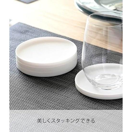 Yamazaki 3D Coaster Round White Approximately W10D10H0.9cm Tower Silicone 2538