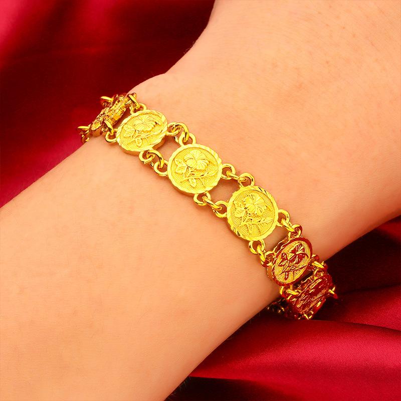 Rosenarmband Damen 24K Gold - Exquisite 3D-Rosen schnitzerei, 24K/AU999 Reingold, Weich und romantisch für Frauen