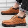 Men's Genuine Leather Casual Shoes Winter Plus Velvet Warm Ankle Boots Spring/ Autumn Men's Mid-cut Boots Mens Red Loafers
