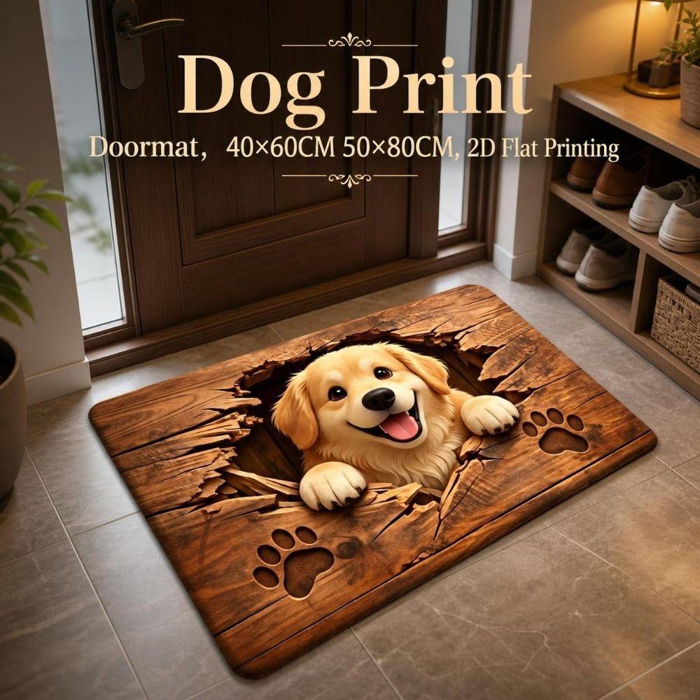 Diatomite Dog Print Doormat Non-slip Absorbent Rug Cute Bathroom Floor Mat Entryway