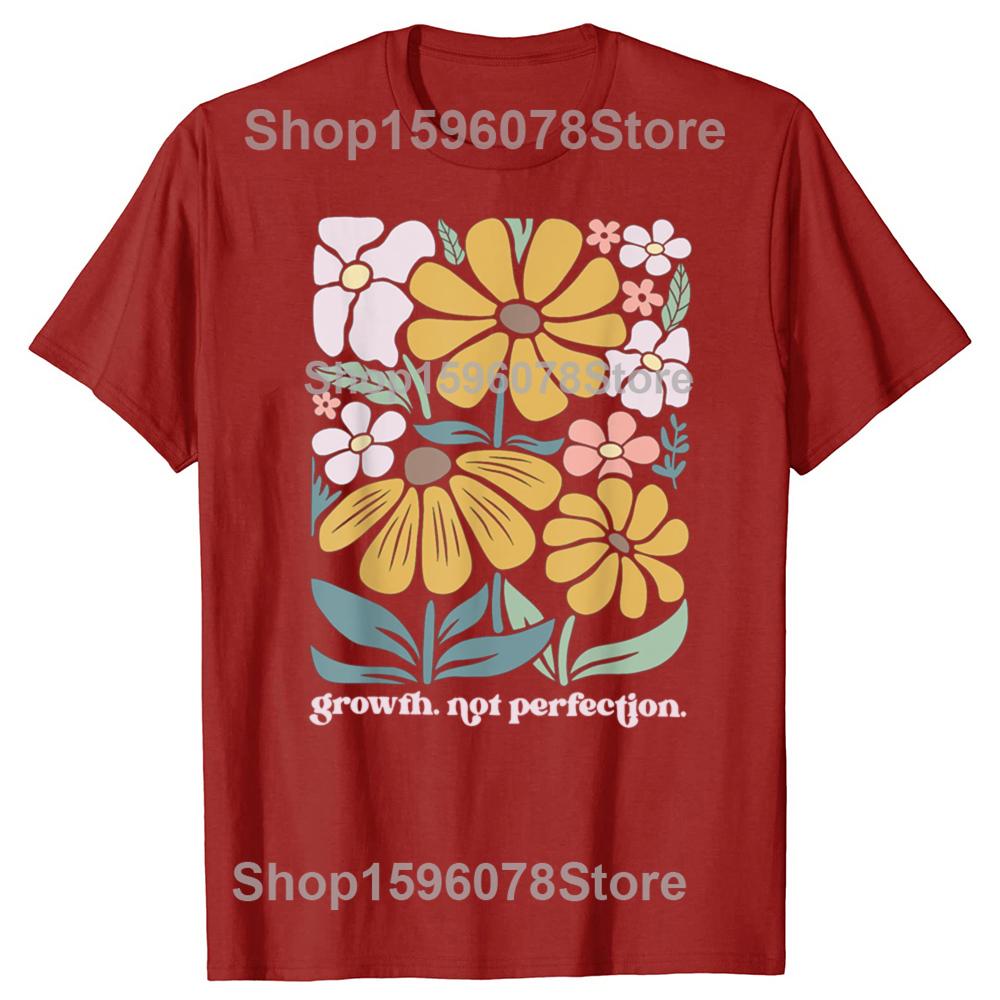 

Floral Growth Not Perfection Special Education Teacher Tshirts Fashion Casual Tshirt 100 Cotton Loose Oversized T Shirt Summer S