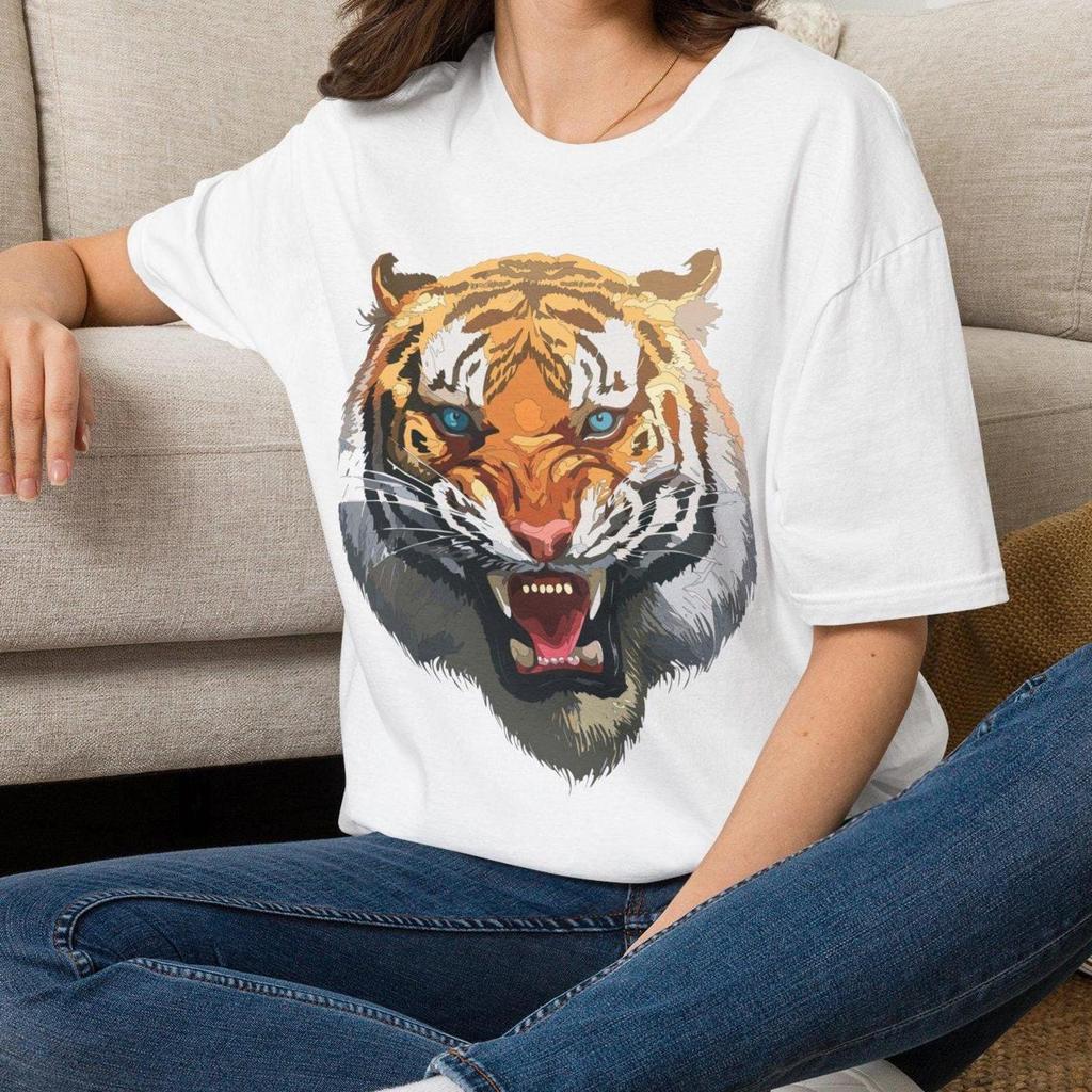 Roaring Tiger T-Shirt | Big Cat Animal Tee- Gift for her Mom Grandma Family Friend Sister Crew