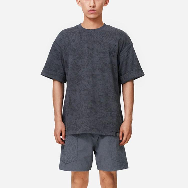 Li-Ning X Jackie Chan Co-Branded Sports Lifestyle Loose Short Sleeve T-Shirt Men Tops Thunderstorm-Grey AHSS209-3