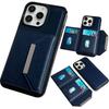 For iPhone 16 Pro Case Card Bag Kickstand TPU+PU Phone Cover