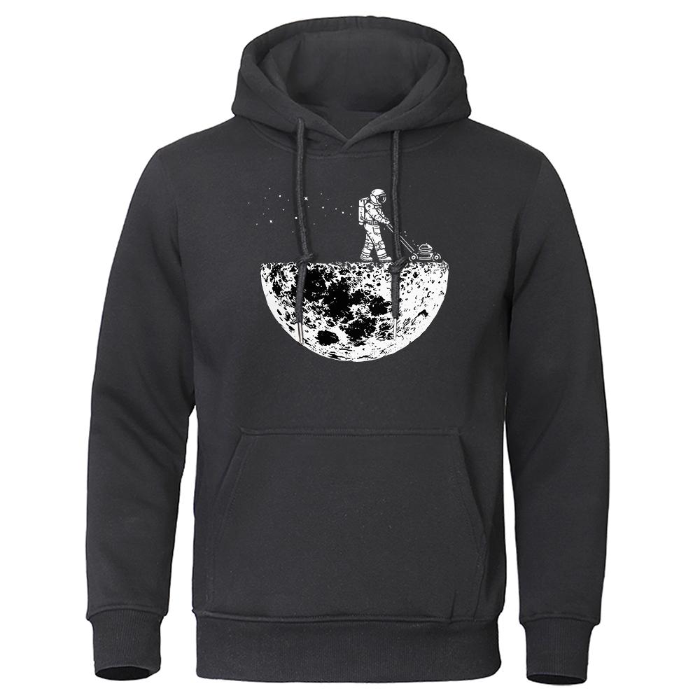 Astronauten Jäten Auf Dem Mond Kreativitätsdesign Einfacher Mann Sweatshirt Fleece Kapuzenpullover Herbst Hoodies Harajuku Unisex Kleidung