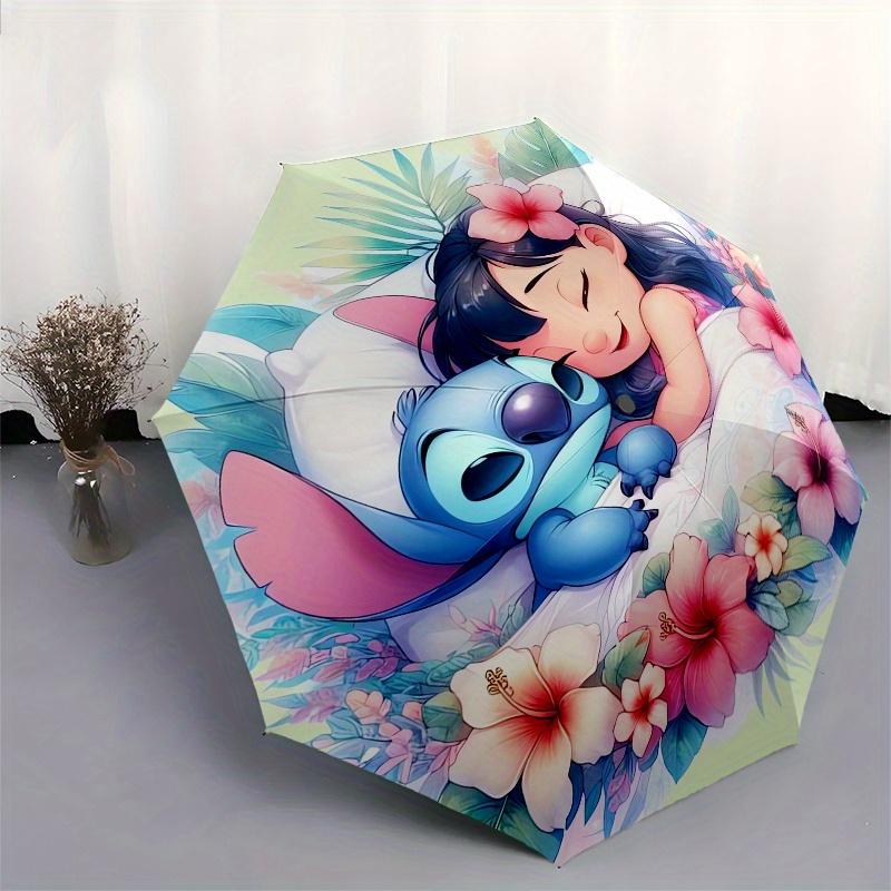 Lilo a Stitch Automatický Otevírací a Zavírací Deštník 8 Žeber Větruodolný Přenosný Skládací Deštník, Vhodný pro Volný Čas a Obchodní Výlety, pro G