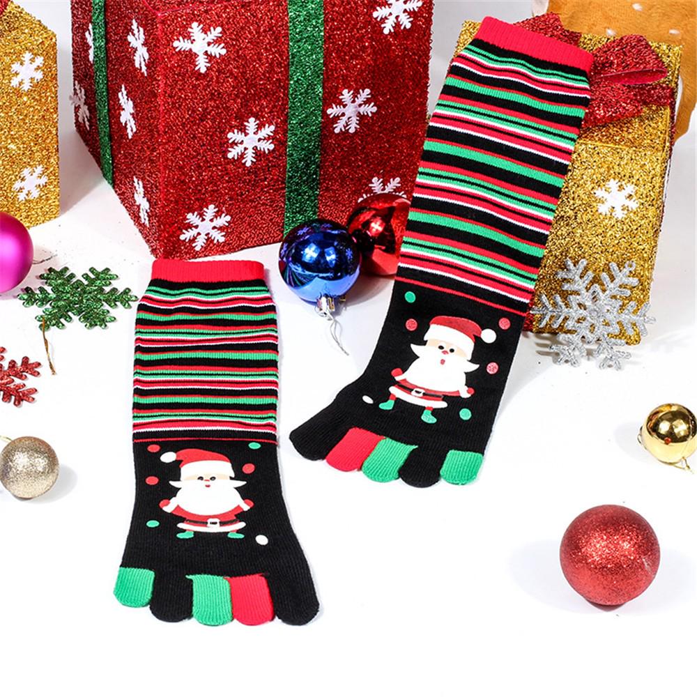 

Christmas Unisec Print Multicolor Toe Socks Five Finger Socks Cotton