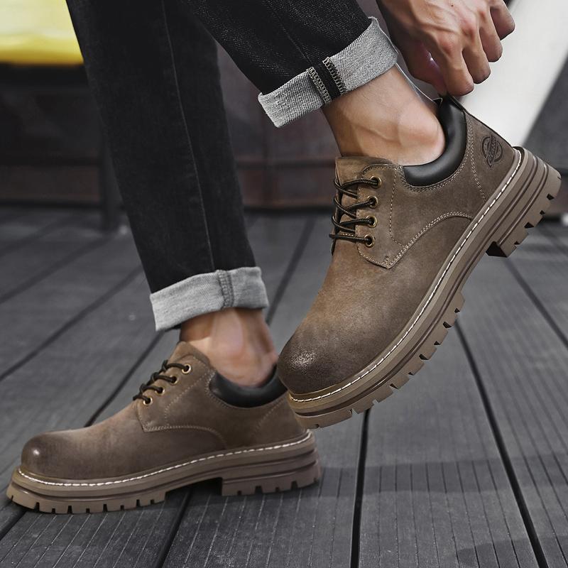 Fashion Tooling Walking Shoes Male Travel Skateboard Retro Luxury Mens Casual Shoes Suede Flats Leather Men Sneakers Lace Up Comfy Shoes
