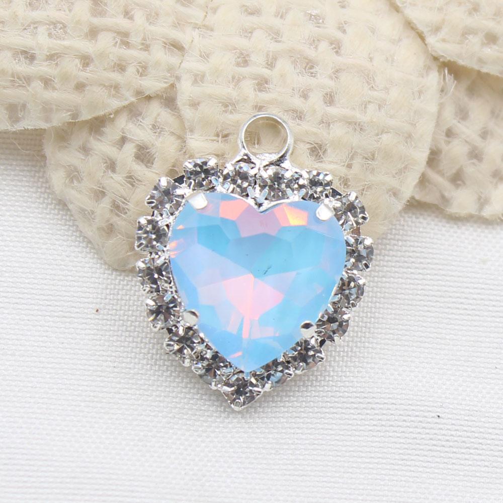 

Factory direct sales of 10 pieces of 16 * 20mm Mocha Peach Heart Water Diamond Button Flat Bottom with Loop DIY Clothing Necklac