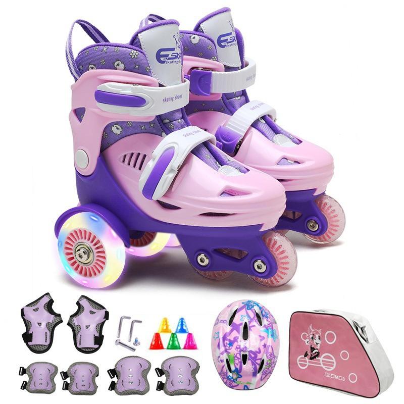 Custom Kids' Beginner Inline Roller Skates with Flashing Double Row Wheels