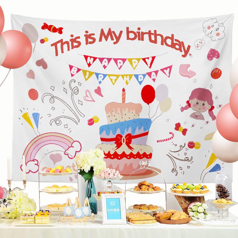 

Happy Birthday Cartoon Kids Party Photography Backdrop