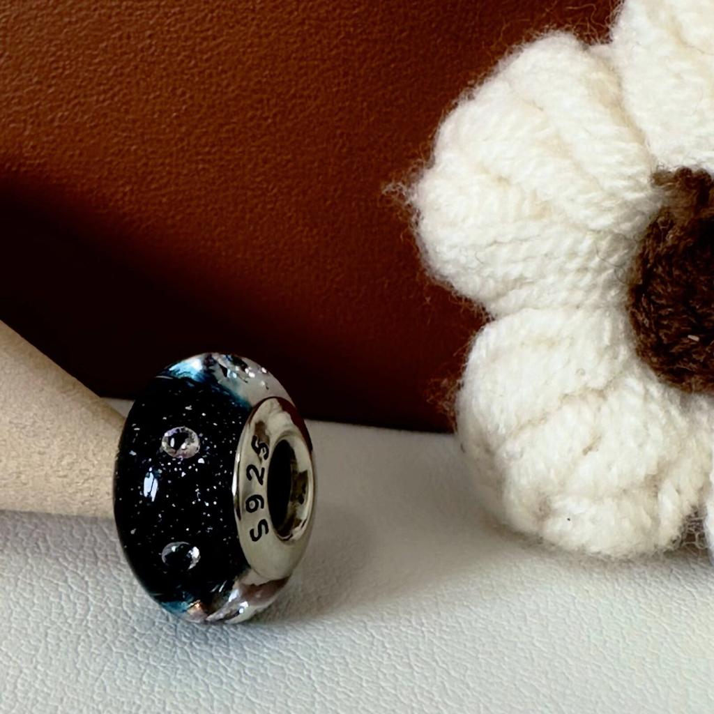 Colorful copper Mini Murano Glass Bead Charms Charm Fits Authentic Bracelets Blue Faceted Murano for Women Necklaces Jewellery