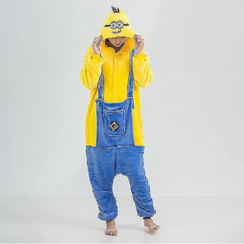 Minions Fleece Onepiece Sleepwear With Hooded Design For Family Lounge And Sleep
