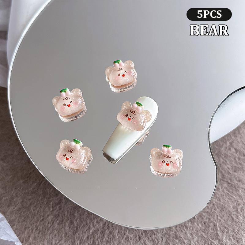 

5 шт. Мини Мультяшные Аксессуары для Нейл-арта, Подвески для Ногтей, Каваи Милый Медведь, Бант, Кролик, Ювелирные Изделия для Нейл-арта, DIY Украшение