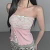 Mesh Flower Lace Tube Tops Slim Fit Women Camisole Fashion Sweet Lace Vest  Streetwear