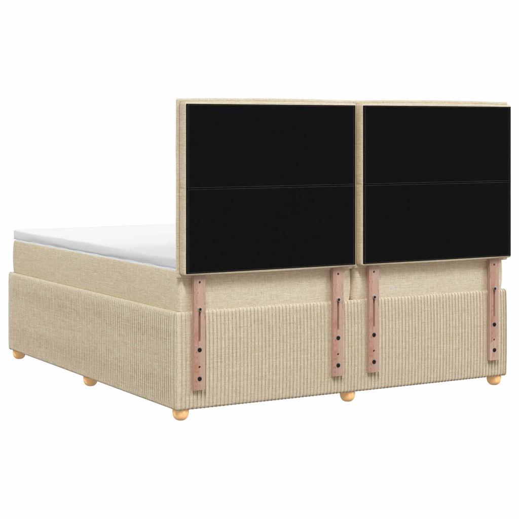 Boxspring Bed with Mattress Cream 200 x 200 cm Fabric