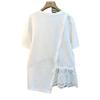 Summer Lace Patchwork Irregular Loose T-Shirts Short Sleeve Plus Size Street Casual Tops Vintage Women Clothing