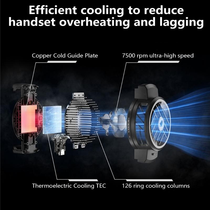 Cellphone Radiator Cooling Fan Semiconductor Heat Sink Low Noise Back Clip Type Phone Cooling System for Game Live Video