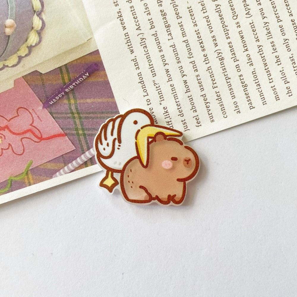Cartoon Cute Capybara Brooch Clothes Accessories Animals Brooch Cute Bag Pin  Kids