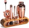 Conjunto de Bar de Coquetéis Kit de Mixologia Bartender: Conjunto de 10 Peças de Ferramentas de Bar com Elegante Suporte de Bambu
